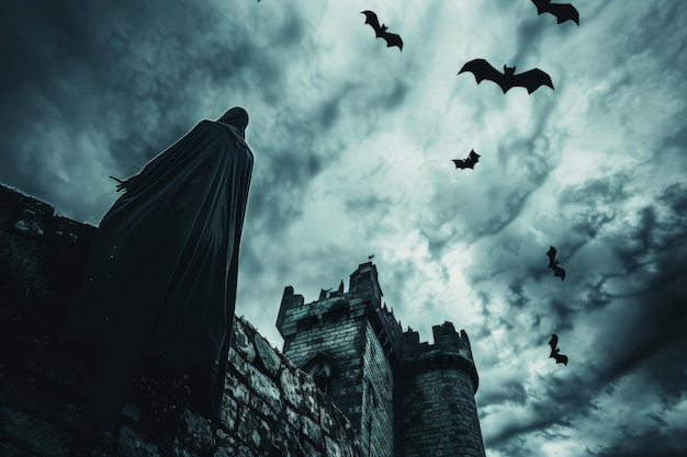 Photo vampire emerging from castle bat