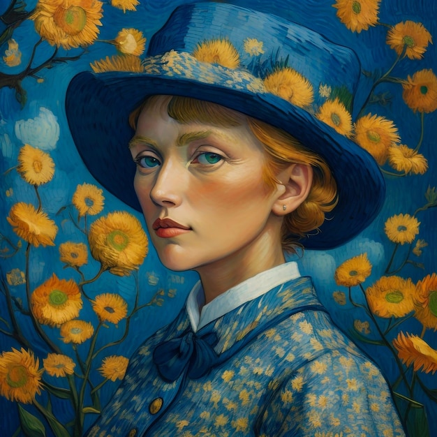 A Van Gogh inspired masterpiece showcasing a mesmerizing depiction of a woman