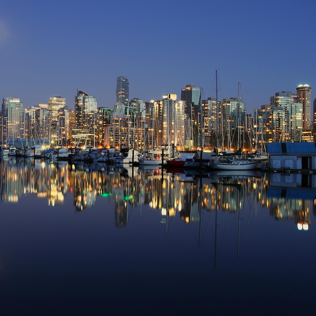 Vancouver downtown night Canada BC