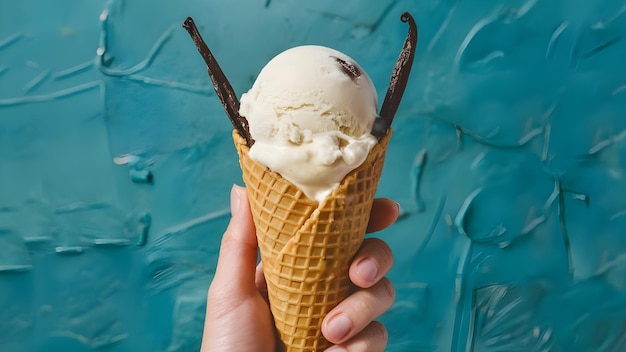 Vanilla Bean Ice Cream in Waffle Cone