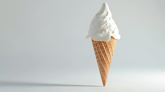 vanilla ice cream cone standing isolated on white background