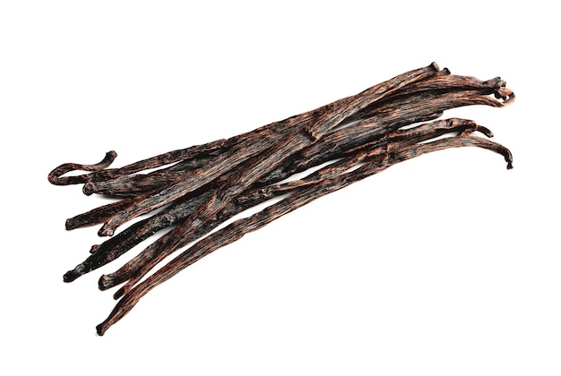 Vanilla pods on white background