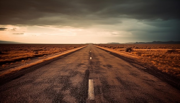 Vanishing point on country road beauty in nature generated by AI