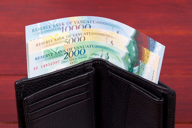 Vanuatu money  vatu in the black wallet