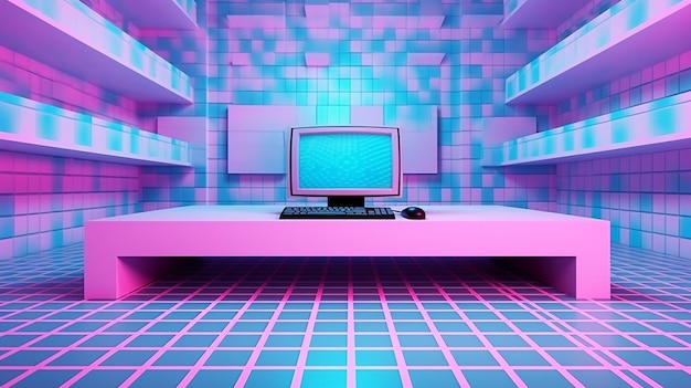 Photo vaporwave_abstract_background_with_retro_computer