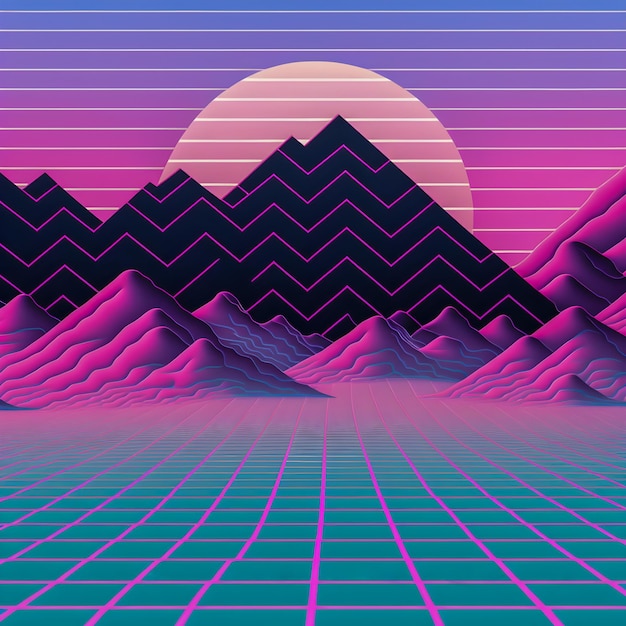 Vaporwave pattern 80s and 90s style background illustration