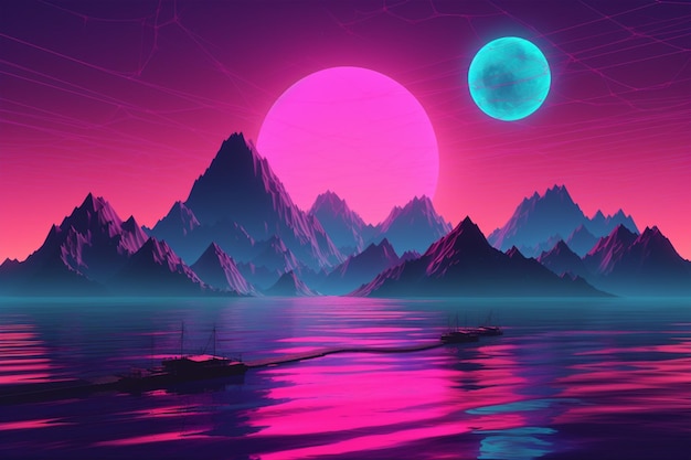 Vaporwave RetroFuturistic Landscape