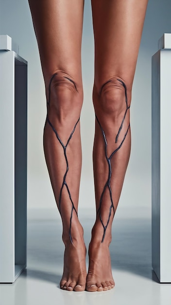 Photo varicose veins on a slim female legs phlebology image