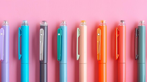 Photo variegated hue pens isolated on flat background