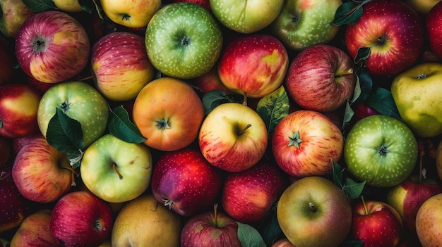 Variety of Apples in Red Green and Yellow