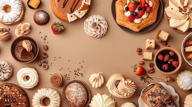 Variety of Artisanal Pastries and Desserts on Display