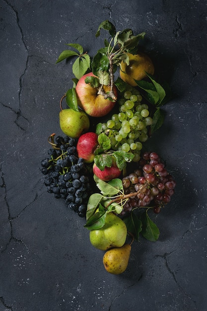 Variety of autumn fruits