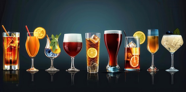 Photo variety at the bar collection of 400 high detailed alcoholic drink images