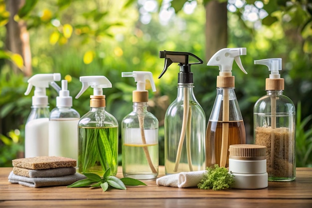 Photo a variety of bottles with a bottle of soap and a bottle of olive oil