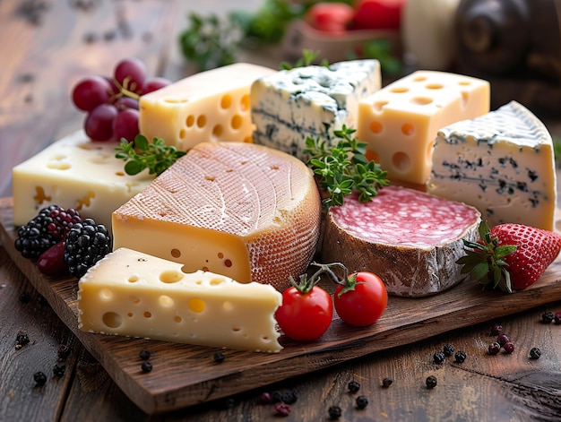 a variety of cheeses including cheese tomatoes and cheese