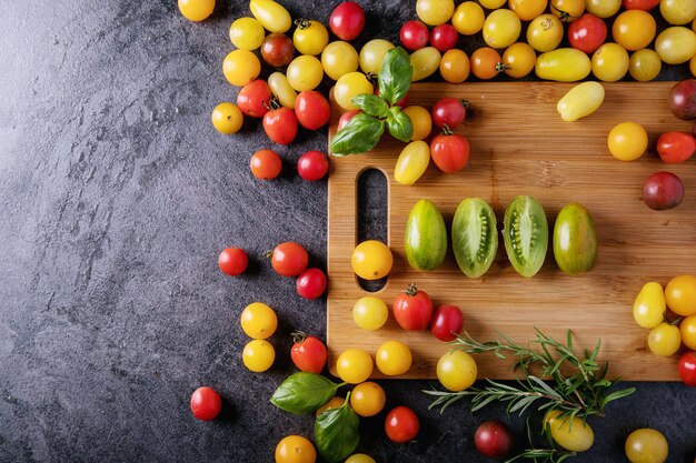 Variety of cherry tomatoes