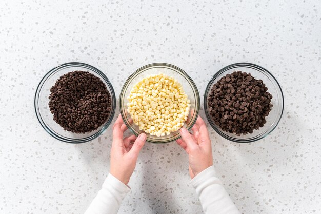 Variety of chocolate chips