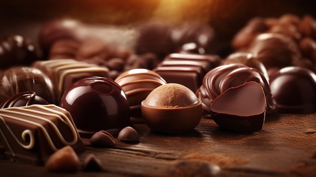 A variety of chocolates on a table