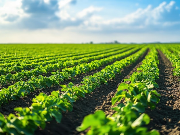 Variety of crops growing in a large agricultural field