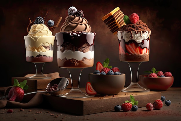 A variety of delicious desserts made with natural and healthy ingredients perfect for those who want to satisfy their sweet tooth without compromising their health Generative AI