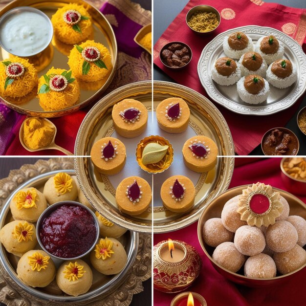 Photo a variety of desserts are displayed on a table