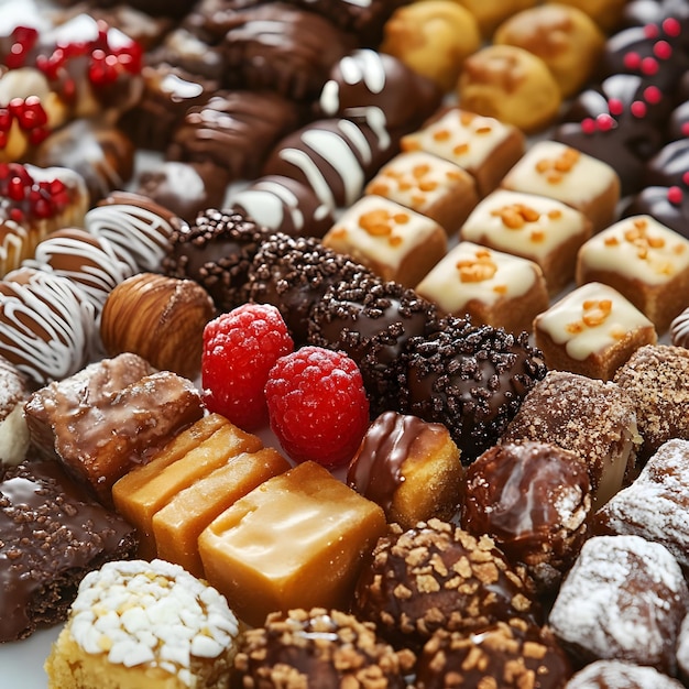 a variety of desserts including raspberries raspberries and chocolate