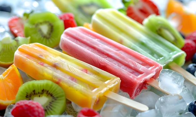 a variety of different colored ice creams are displayed on a tray