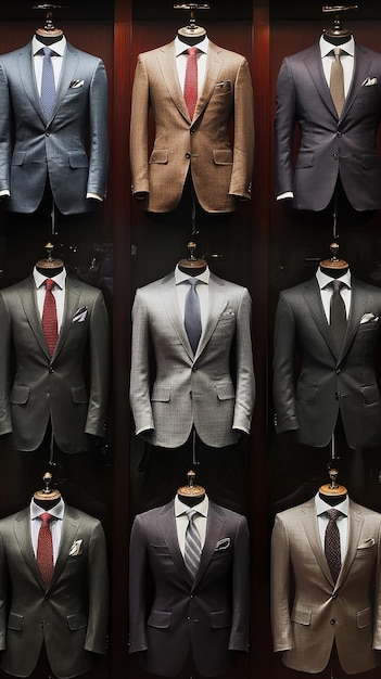 Photo variety of different suits fashion collection display