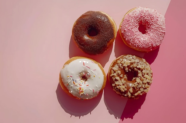 Photo a variety of donuts are shown with one that says quot donuts quot