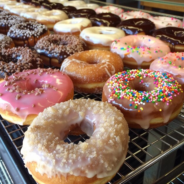 Photo variety of doughnuts including cream cheesefilled options available for purchase