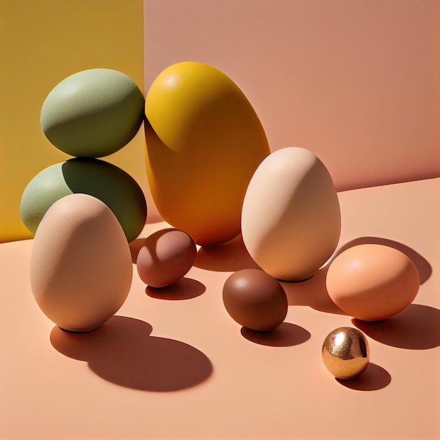 A variety of eggs laying on a table