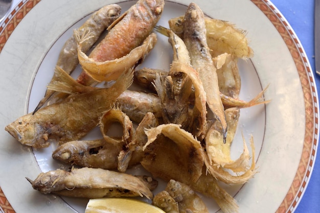 Variety of fish in a fried fish dish