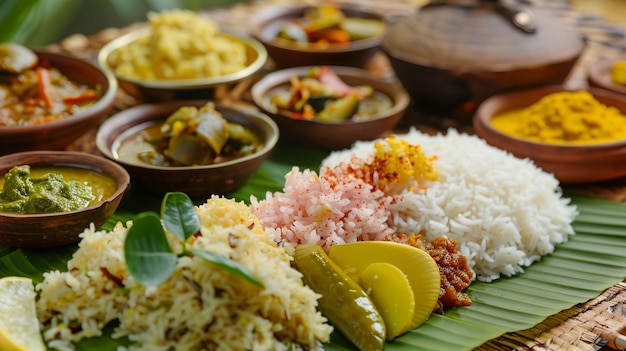 a variety of food including rice rice and other foods