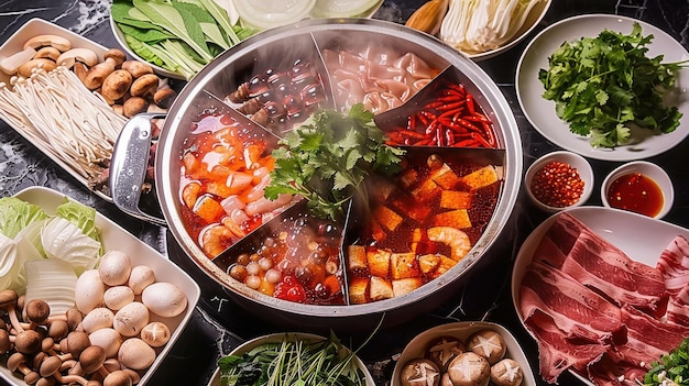 a variety of food including vegetables meat and vegetables are displayed