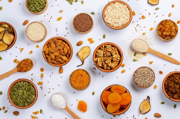 A variety of foods are on a table.