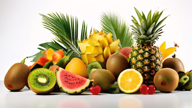 a variety of fruits including pineapple kiwi and kiwi