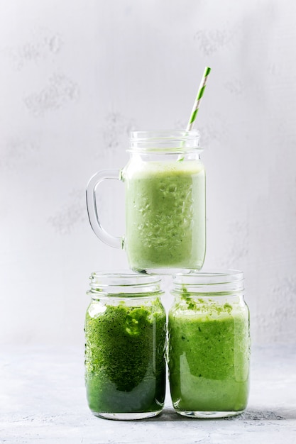 Variety of green smoothie