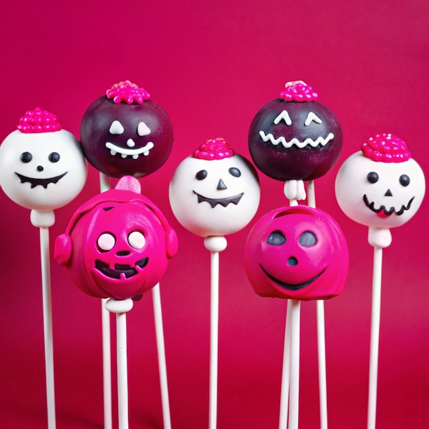 Photo variety of halloween cake pops isolated