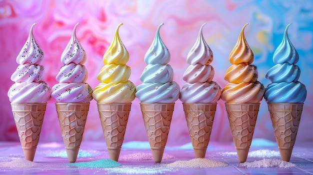 Photo variety of ice cream cones