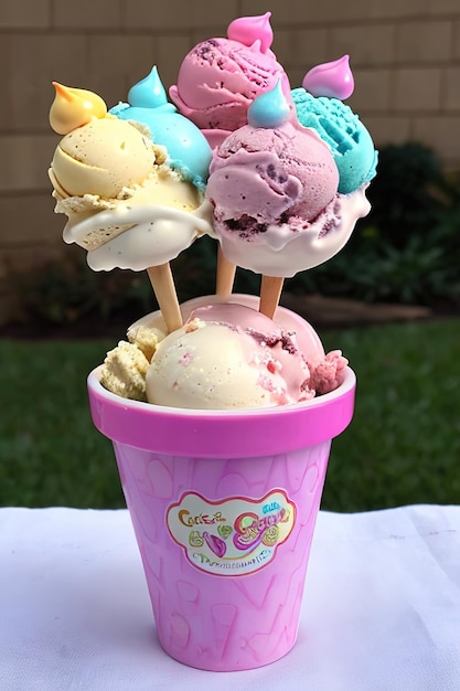 Variety of Ice cream in a cup an essential summer treat Aigenerated