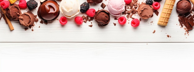 Variety of ice cream and frozen treats of berries and fruits Generative AI