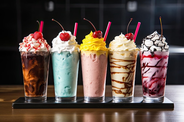 A variety of icy milkshakes perfect for refreshing summer enjoyment