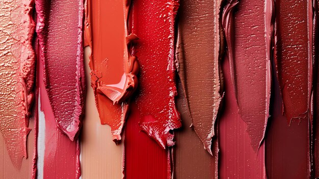 Photo a variety of lipstick swatches ranging from light pink to dark red