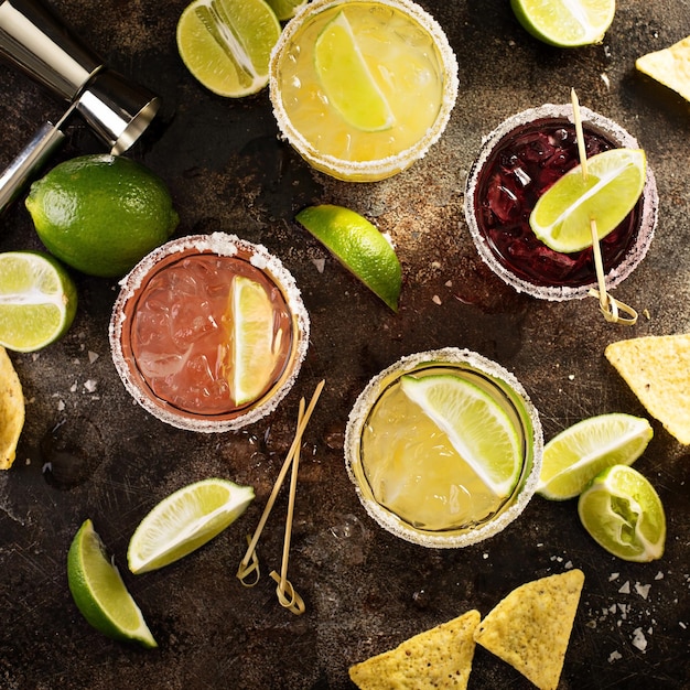 Variety of margarita cocktails