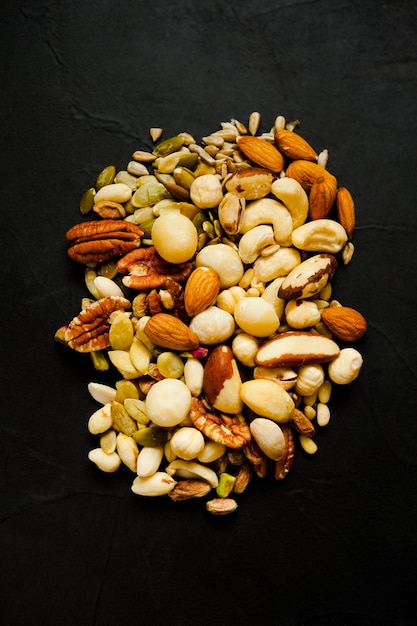 Variety of mixed nuts - almond, hazelnuts and cashew.