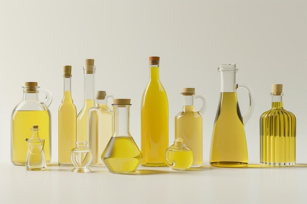 Variety Olive Oil Bottles Yellow Liquid