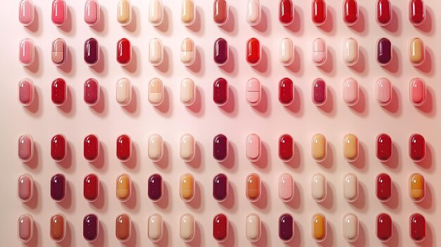 Photo a variety of pills neatly arranged