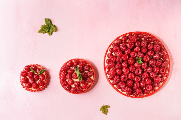 Variety of raspberry tarts