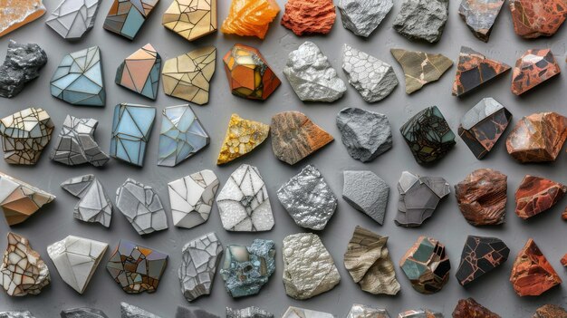 Photo a variety of rocks and minerals with different colors and patterns