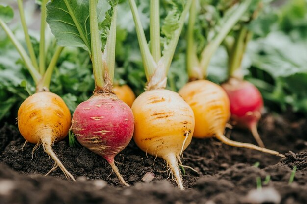 A variety of root vegetables raw and vibrant